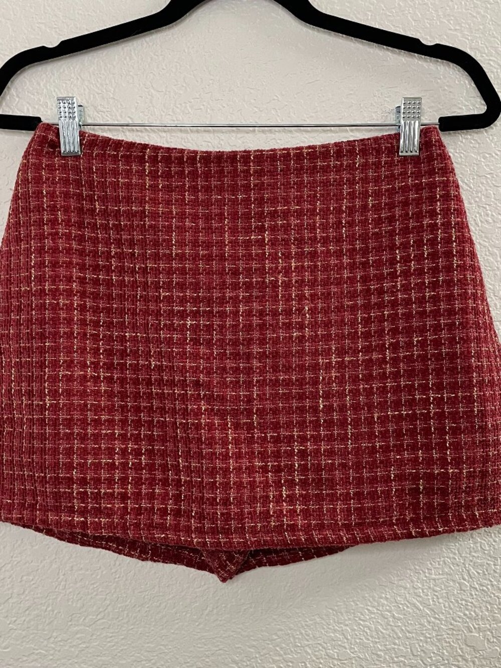 Altar'd State Burgundy Tweed Mini Skort | Medium